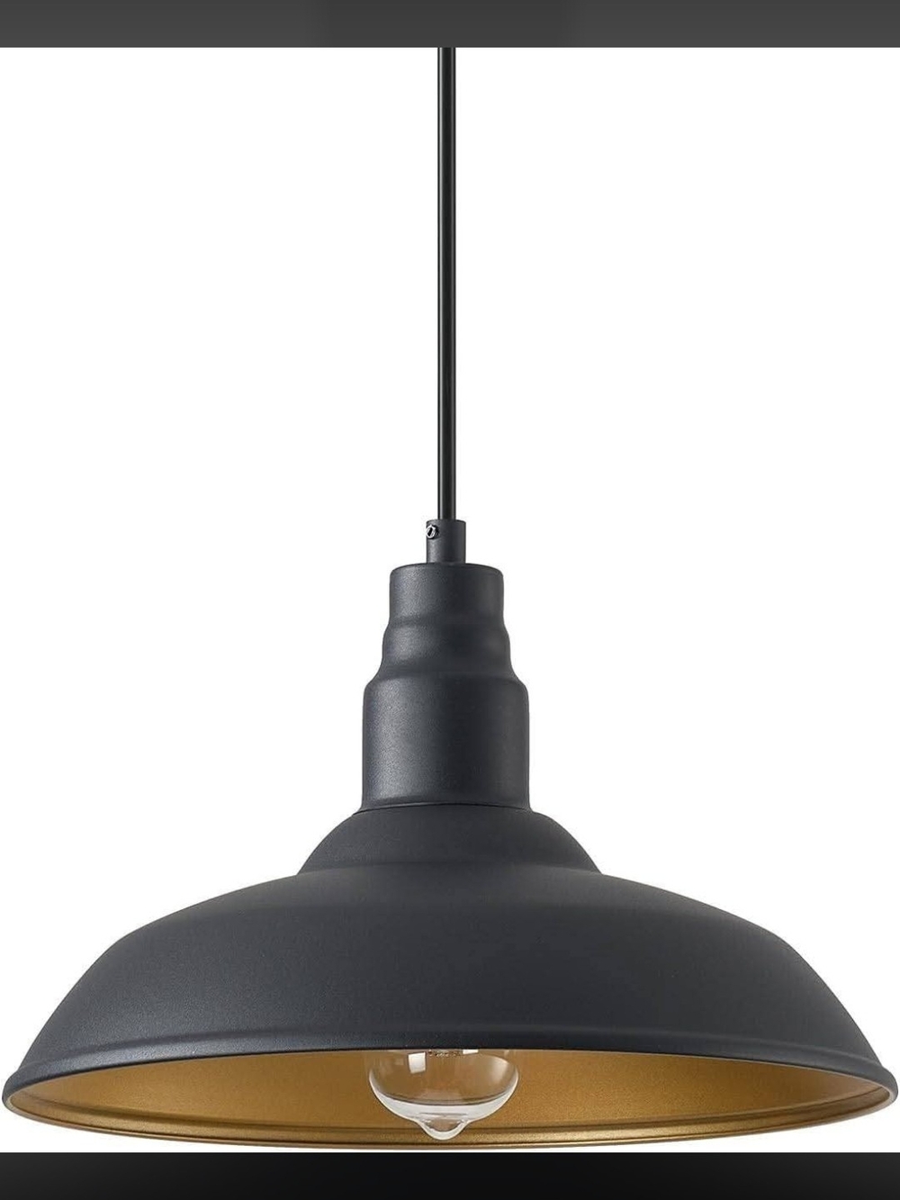 Modern Black Pendant Light with Gold Interior - Home Dining